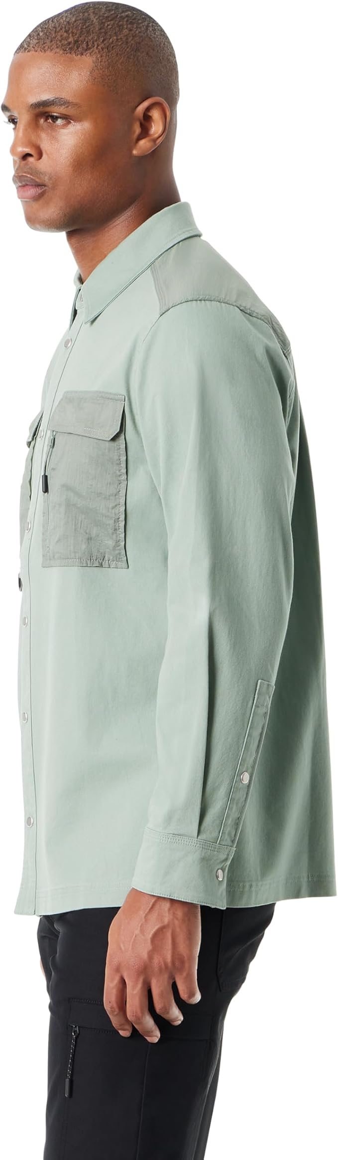 BASS OUTDOOR Men's Stretch Snap-Button Front Shirt Jacket  Lily Pad Size L
