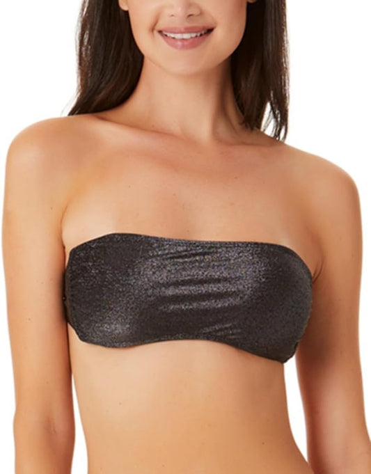 California Waves Juniors Metallic Shine Bandeau Bikini Top  Color Black Size XS