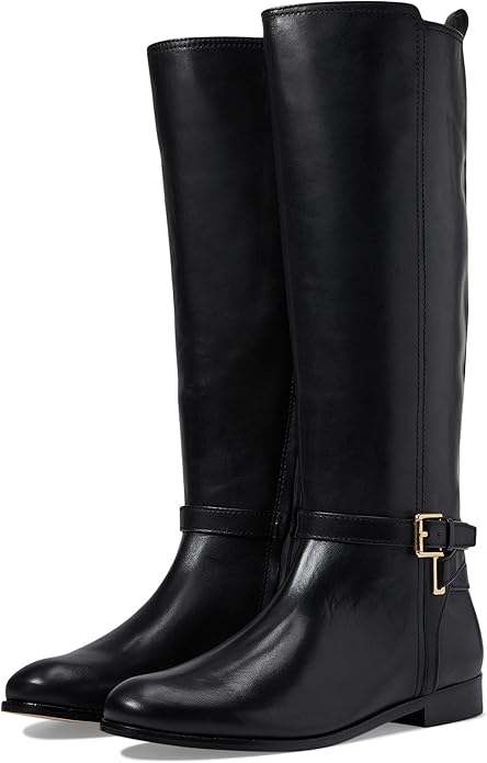 Lauren Ralph Lauren Women's Blayke Buckled Riding Boots  Color Black Size 5.5M