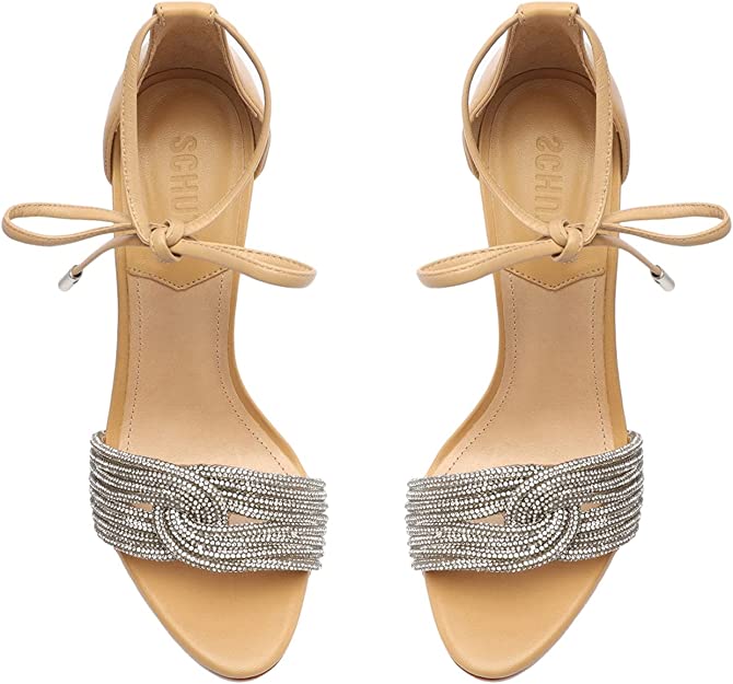 SCHUTZ  Andy Glam Sandals  Color Light Nude/Chrystal Size 10B