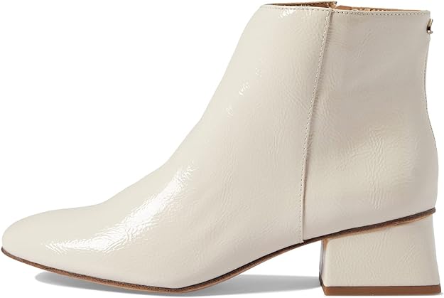 Circus NY Women's Daysi Kitten Block-Heel Ankle Boots  Color Vanilla Bean Crinkle Patent Size 6.5M