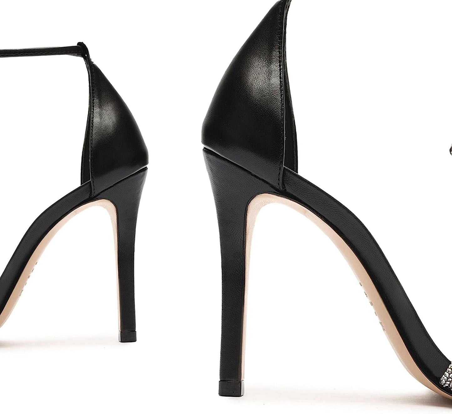 Schutz Andy Embellished Leather Heeled Ankle-Tie Sandals   Color Black/Cristal Size 7.5B