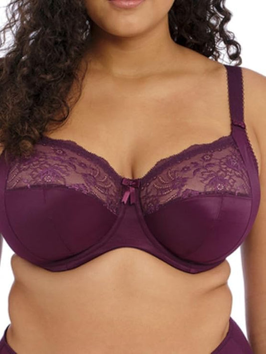 Elomi Full Figure Morgan Underwire Stretch Lace Bra  Blackberry Size 38H