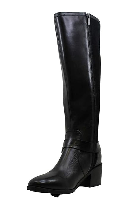 Marc Fisher Women's Risa Block-Heel Leather Boots  Color Black Size 5.5M