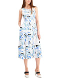 Alfani Women's Printed Fit & Flare Dress  Blue Size 14