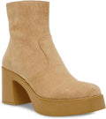 Anne Klein Women's Sierra Vegan Suede Platform Ankle Boots  Color Dark Natural Size 8M