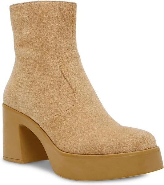 Anne Klein Women's Sierra Faux Suede Platform Ankle Boots  Color Dark Natural Size 8M
