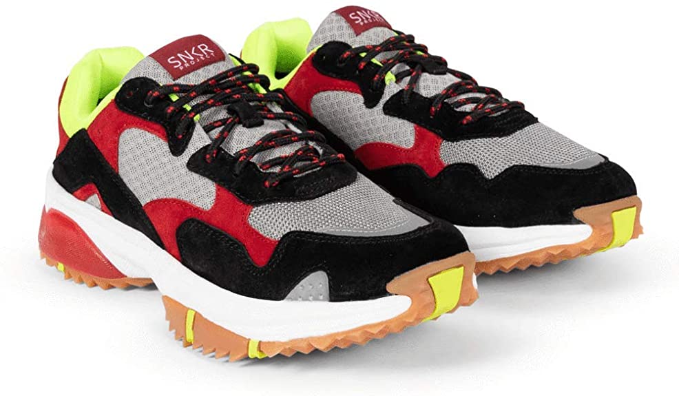 SNKR Project Men's Prospect Park Sneaker  Black/Red/Yellow Size 10
