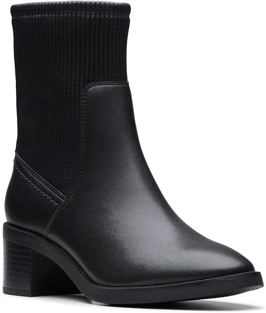 Clarks Women's Lileigh Holly Ankle Boots  Black Leather Size 7