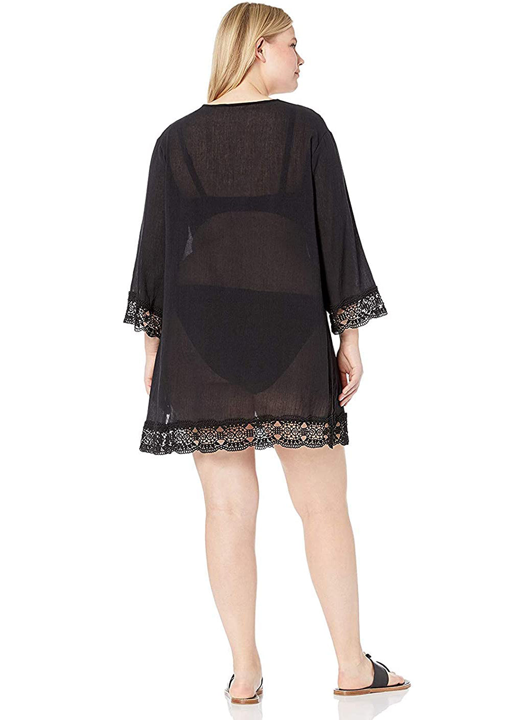 La Blanca V-Neck Tunic Swimsuit Cover Up  Color Black Size S