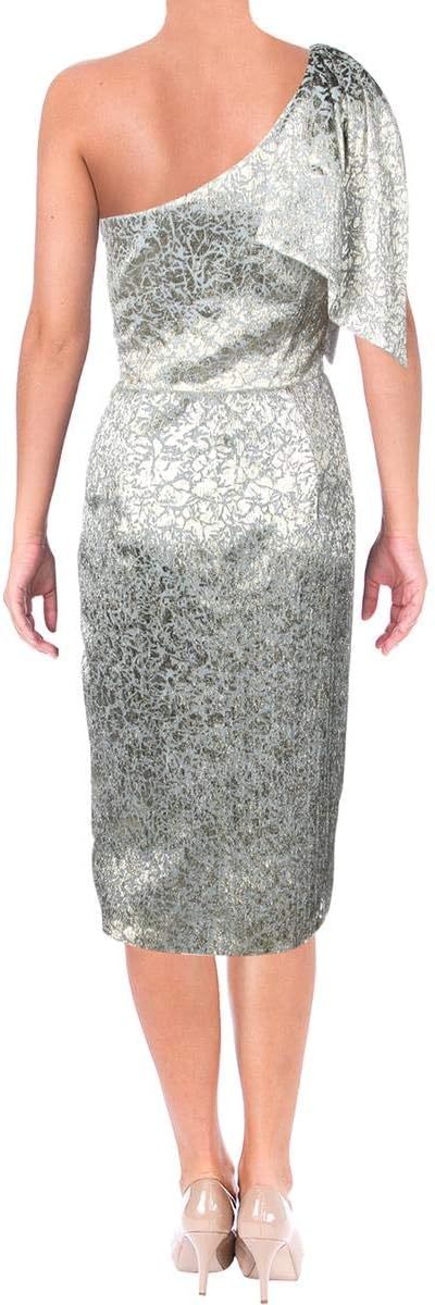Betsy & Adam Women's Metallic One Shoulder Cocktail Dress  Color Gold Size 8