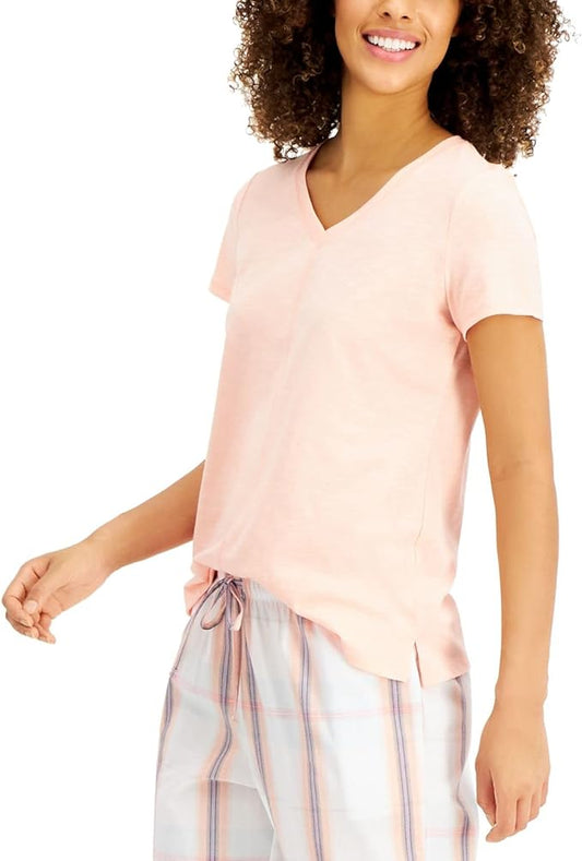 Charter Club Women's V-neck Sleep T-Shirt  Color Coral Mist Size S