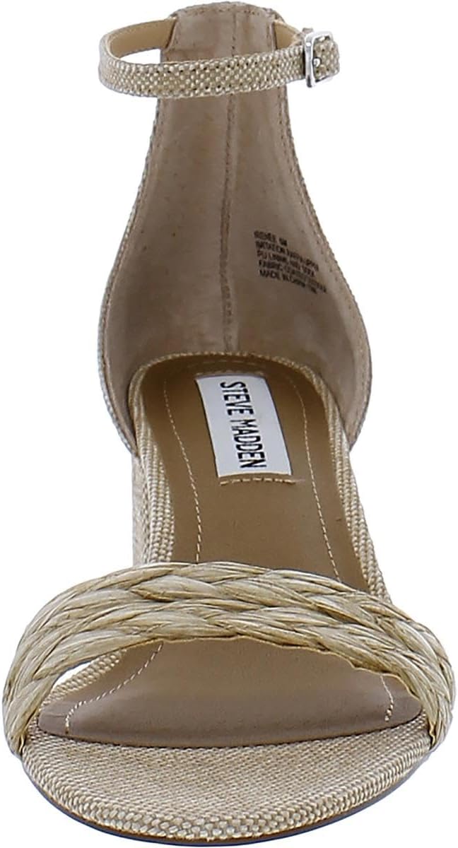Steve Madden Women's Irenee Two-Piece Block Heeled Sandals  Color Raffia Multi Size 8.5M