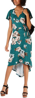 BCX Women's Hi-Low Floral Print Midi Dress  Color Green Size XS