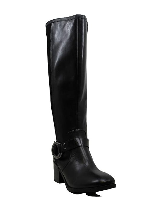Marc Fisher Women's Risa Block-Heel Leather Boots  Color Black Size 5.5M