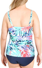 Swim Solutions Women's Plus Tummy Control One-Piece Swimsuit  Color Botanical  Size 24W