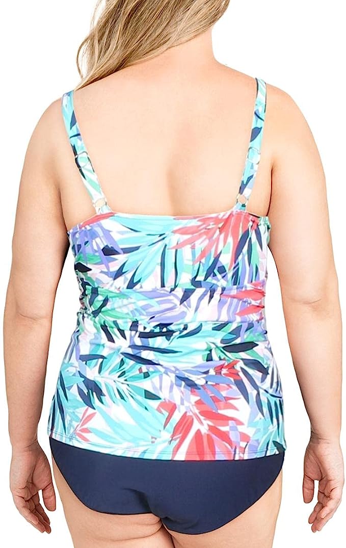 Swim Solutions Women's Plus Tummy Control One-Piece Swimsuit  Color Botanical  Size 24W