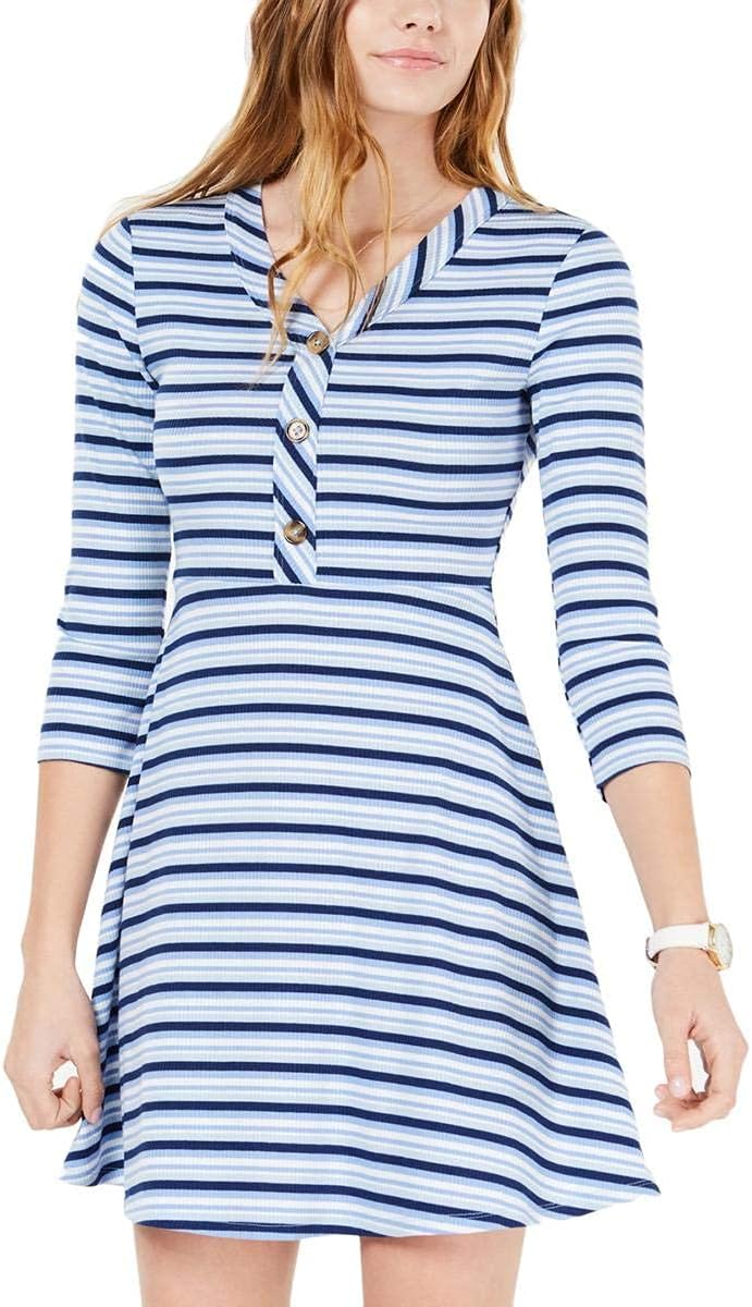 Ultra Flirt Women's Kelly Striped Fit & Flare Dress  Color Blue Multi  Size S