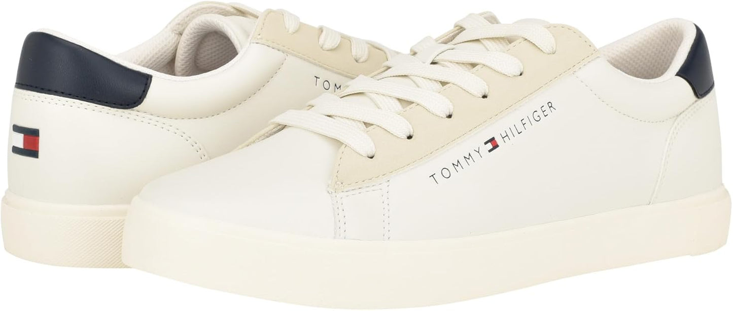 Tommy Hilfiger Men's Ribby Lace Up Fashion Sneakers  Cream/Beige/Navy Size 13