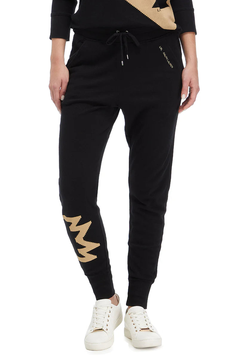Lauren Ralph Lauren Women's Ethnic Patterned Sweatpants  Color Black Size XL
