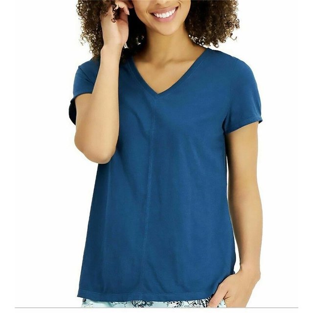 Charter Club Women's V-neck Sleep T-Shirt  Color Deep Teal Size XS