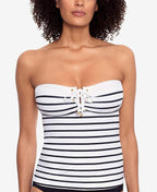 Lauren Ralph Lauren Striped Tummy-Control Tankini Top  Color White Size 6