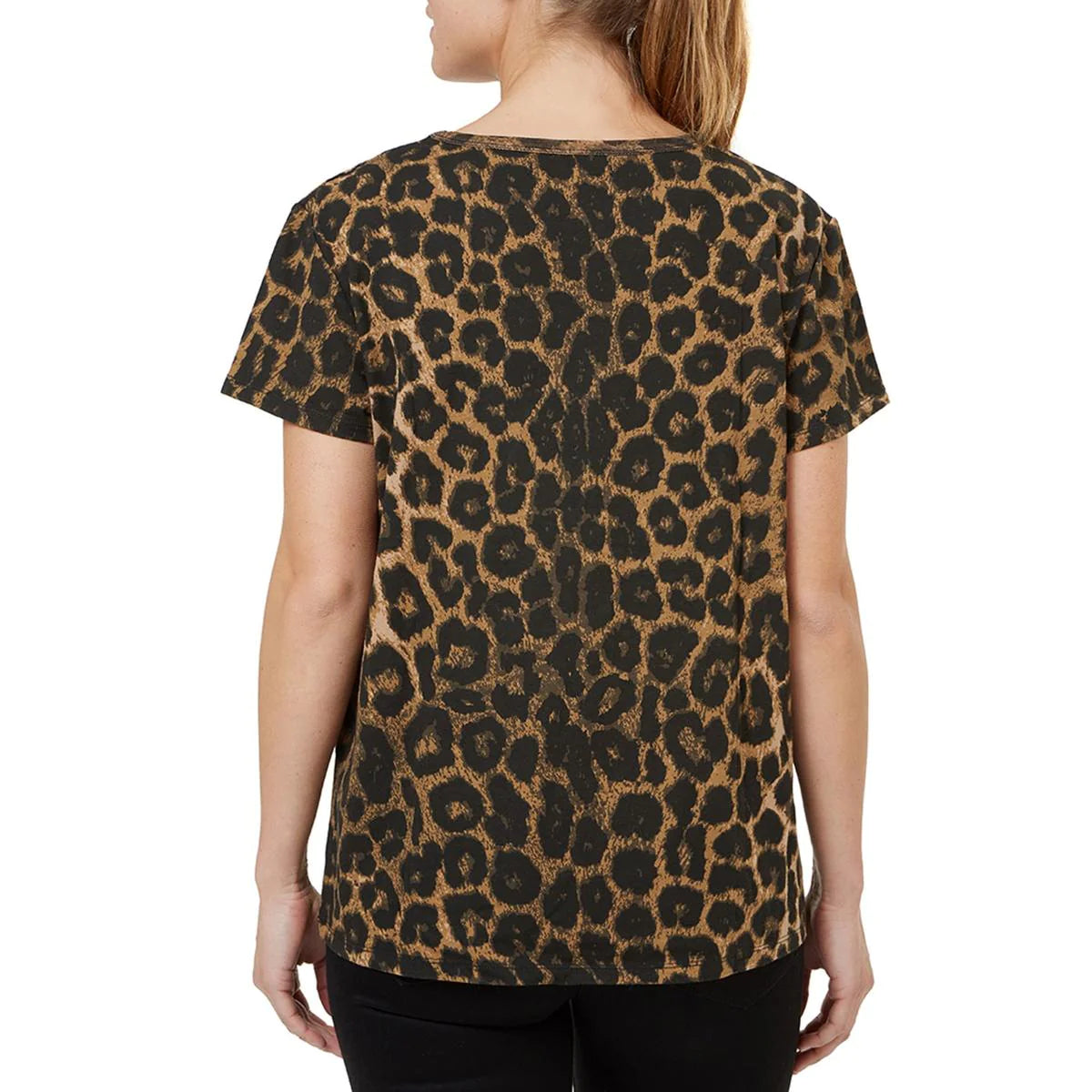 Numero Women's Cotton Leopard-Print Ribbed T-Shirt  Color Leopard Size S