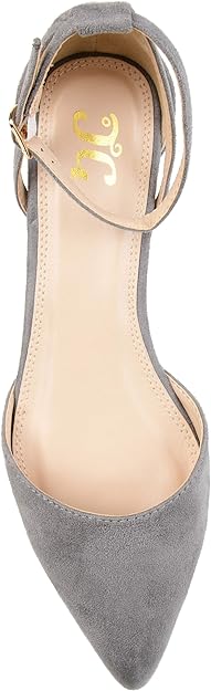 Journee Collection Women's Arkie Ankle Strap Sliver Wedge  Color Gray Size 9M