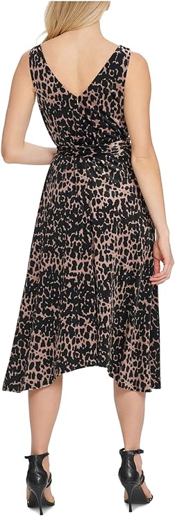 DKNY Belted Wrap-Style Dress  Color Natural Multi Size 2