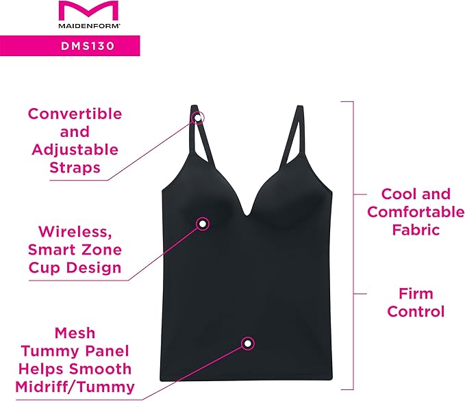 Maidenform Women's Firm Control Tummy-Shaping Camisole  Black Size M