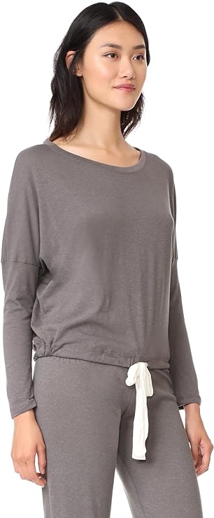 Eberjey Women's Cotton Slouchy Pajama Top  Color Heather Gray Size S Style T1110L  Long Sleeve, Drop Shoulder  Location: WOMENm18 190491042778