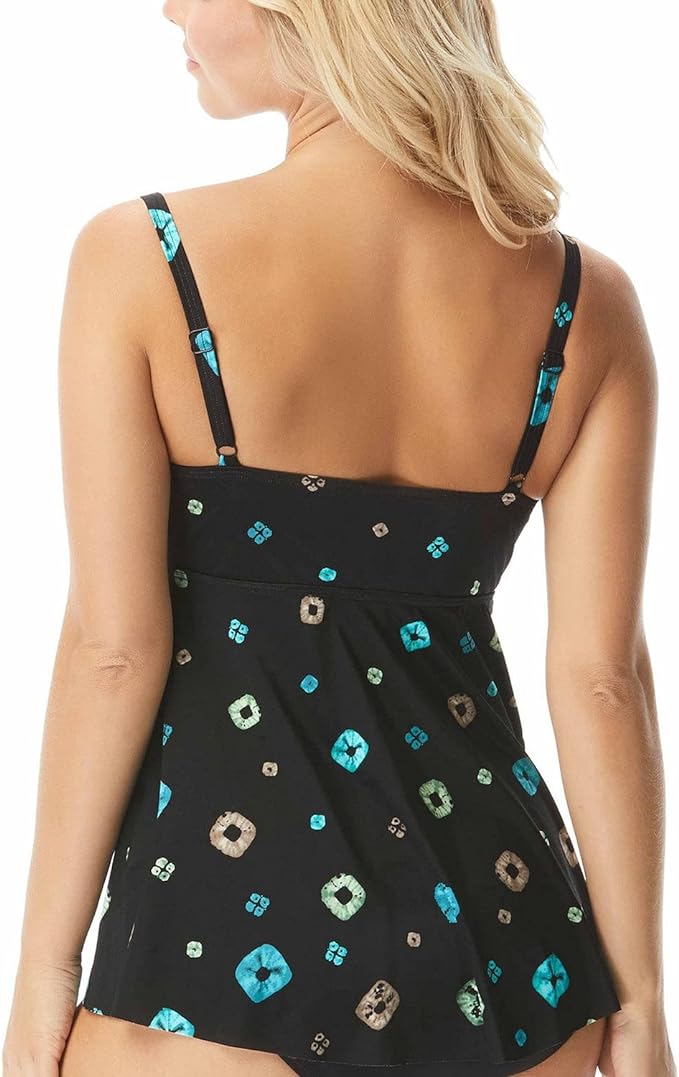 Coco Reef Printed Underwire Diamond Wrap Tankini Top  Color Tan Composition Size 8/32C