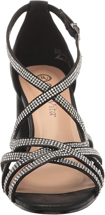 Bella Vita Women's Aliette Dress Heeled Sandal  Black Metallic Size 12W
