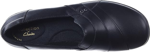 Clarks Women's May Marigold Slip-On Loafer Black Leather Size 5.5