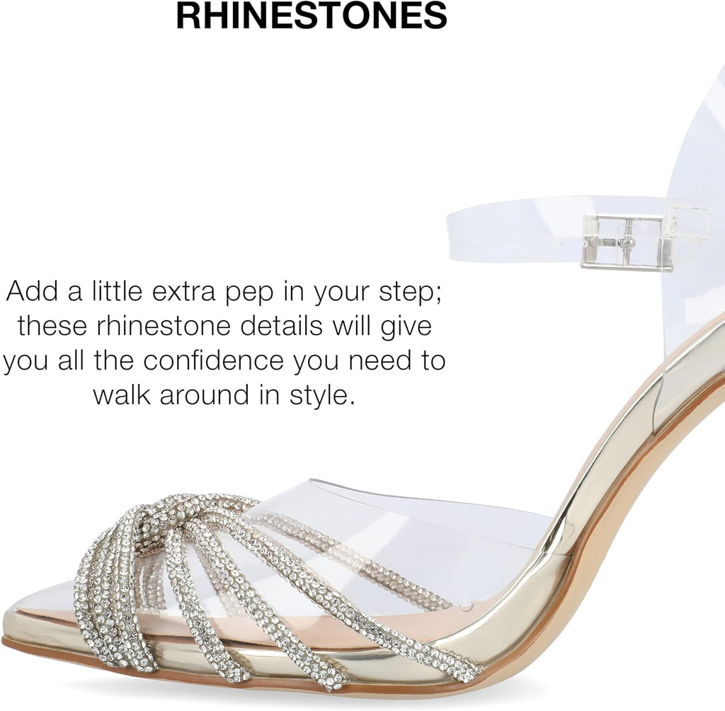 Journee Collection Women's Eleora Stiletto Heels Pointed Toe Sandals  Color Clear Size 7.5M