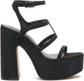Jessica Simpson Women's Meitini Rhinestone Block Heeled Sandals  Color Black Size 9M