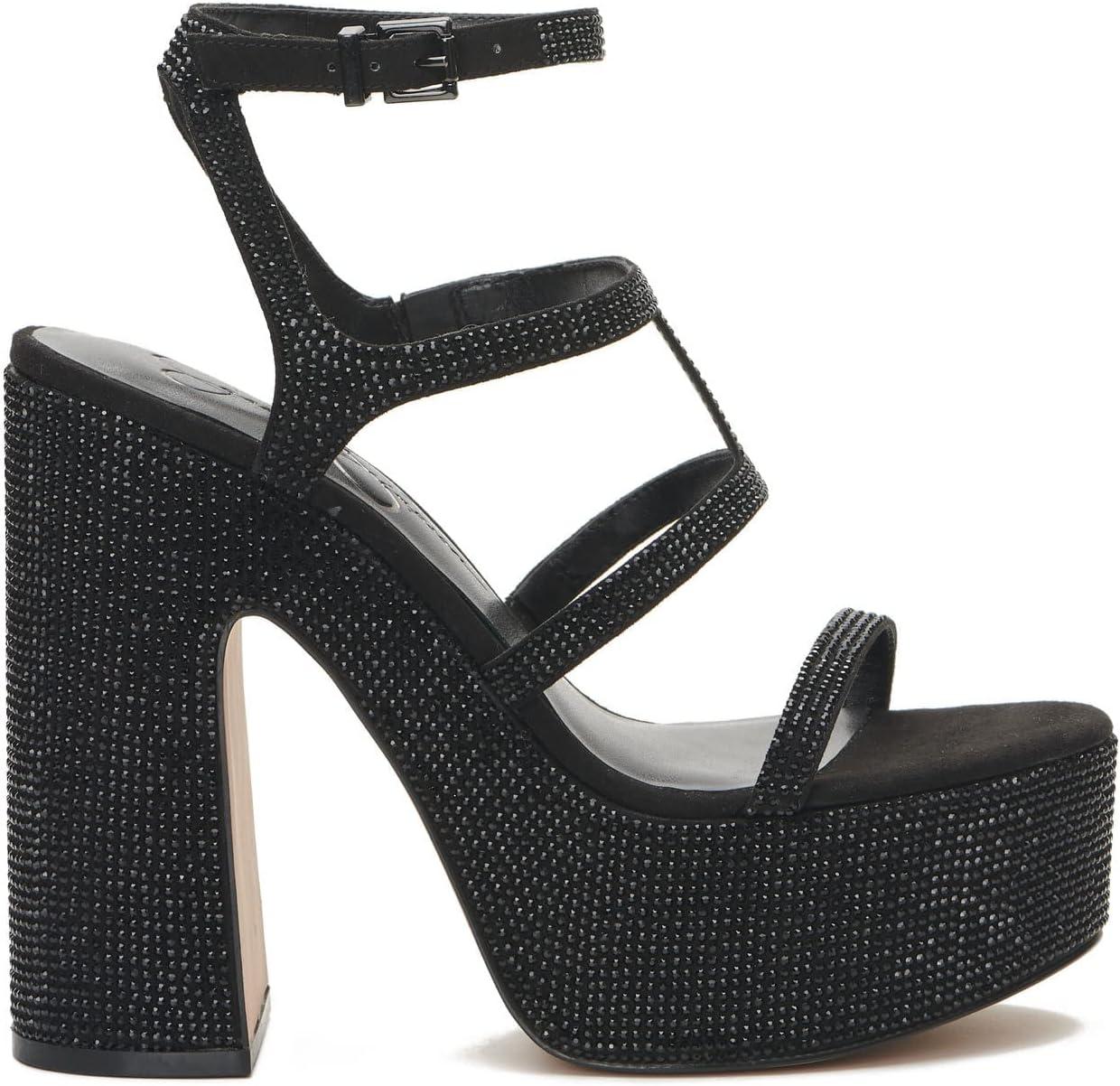 Jessica Simpson Women's Meitini Rhinestone Block Heeled Sandals  Color Black Size 9M