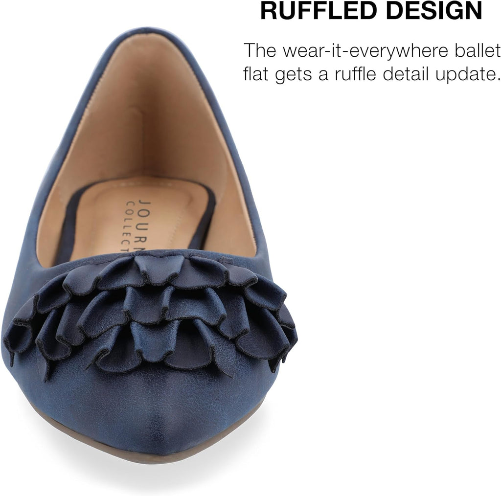 Journee Collection Women's Judy Classic Pointed Toe Ballet Flats Color Blue Size 6.5W