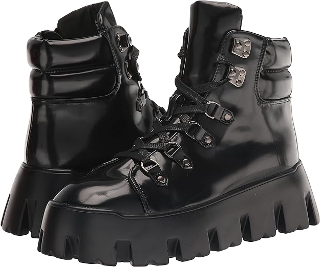 Madden Girl Women's Alpine Lug-Sole Platform Ankle Boots  Color Black Size 7.5M