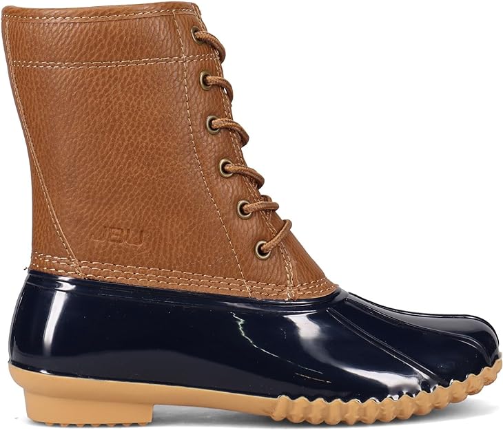 JBU Women's Maplewood Waterproof Rain Mid Calf Boot  Color Navy/Tan Size 9M