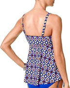 Swim Solutions Women's Printed Tiered Tummy Control One-Piece Swimsuit  Color Jewels Size 10