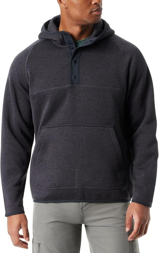 BASS OUTDOOR Men's Regular-Fit 1/4 Snap Hoodie Pullover Sweater  Black Beau Size XL