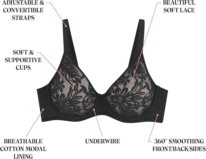 Bali Lace Underwire Breathable 2-Ply Modal Bra  Almond Size 38C