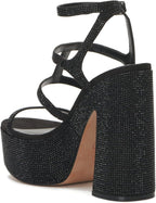 Jessica Simpson Women's Meitini Rhinestone Block Heeled Sandals  Color Black Size 9M