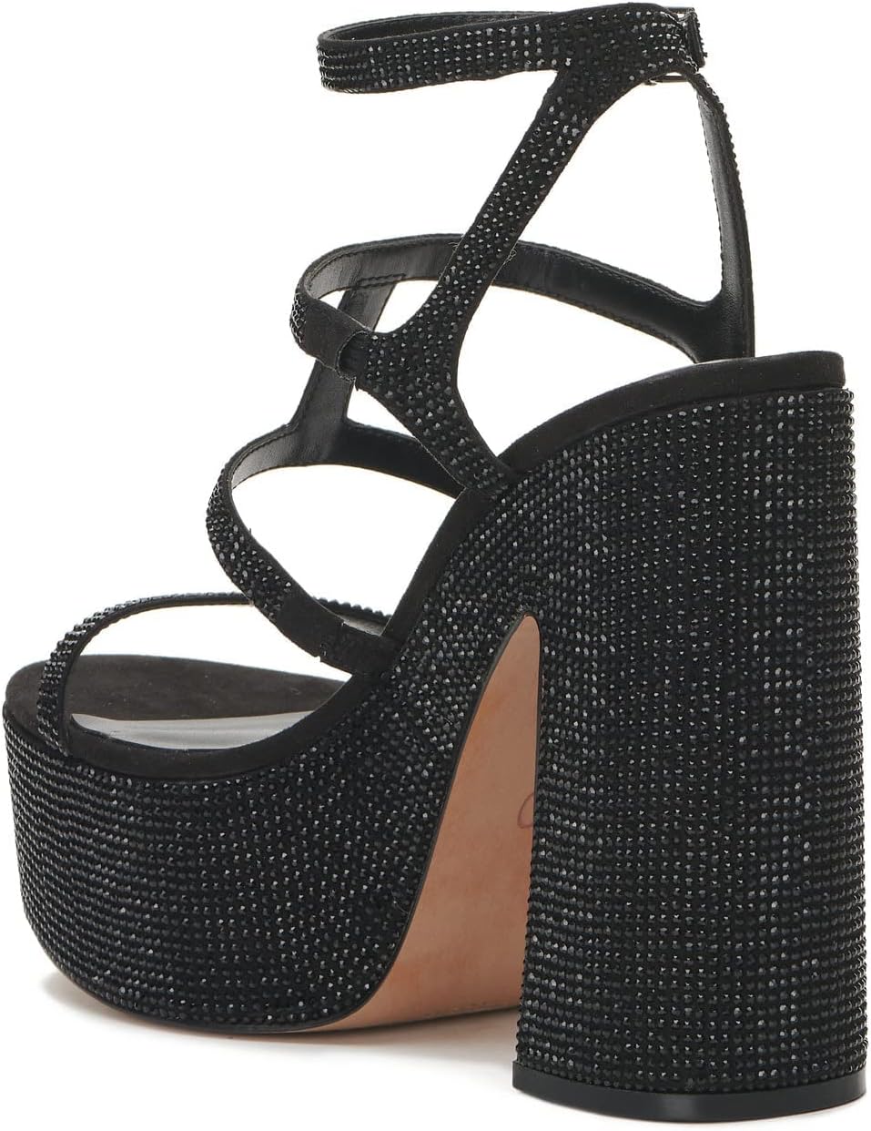 Jessica Simpson Women's Meitini Rhinestone Block Heeled Sandals  Color Black Size 9M