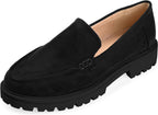 Journee Collection Women's Erika Loafer Almond Toe Slip-On Flats  Color Black Size 9W