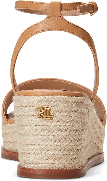 Lauren Ralph Lauren Women's Leona Espadrille Platform Wedge Sandal  Buff Size 6