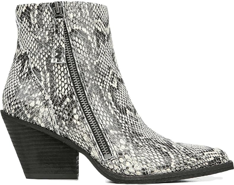 ZODIAC Women's Ramona Snake Print Leather Booties  Color Black/White Size 9M