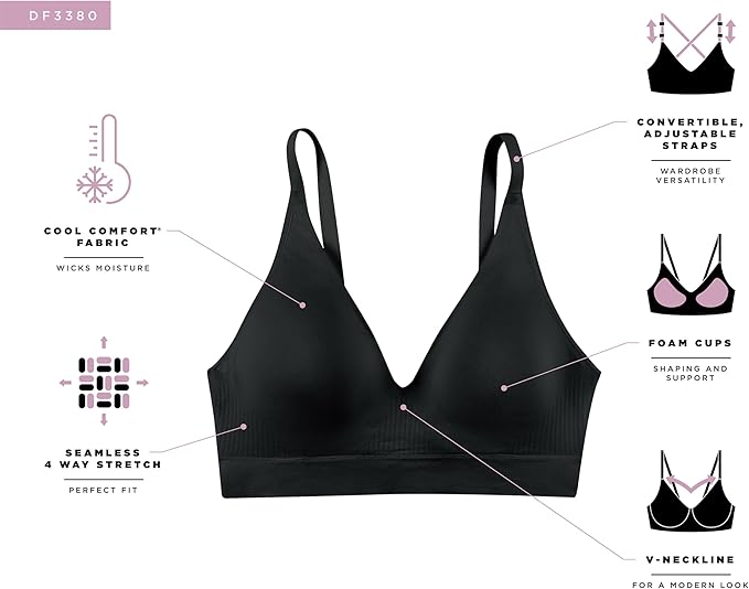 Bali Comfort Revolution Modern Seamless Wirefree Bra  Black Size 2XL