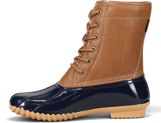 JBU Women's Maplewood Waterproof Rain Mid Calf Boot  Color Navy/Tan Size 9M